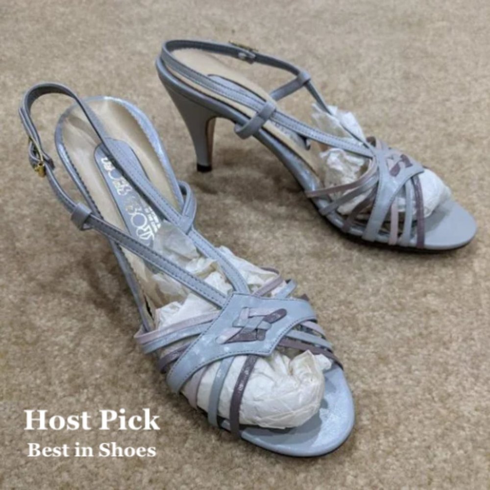 Vintage Periwinkle Heeled Slingback Sandals by Red Cross Shoes